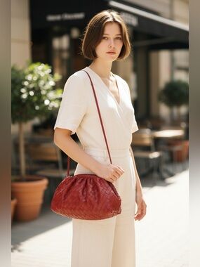 Vintage Faux Leather Woven Crossbody Bag.